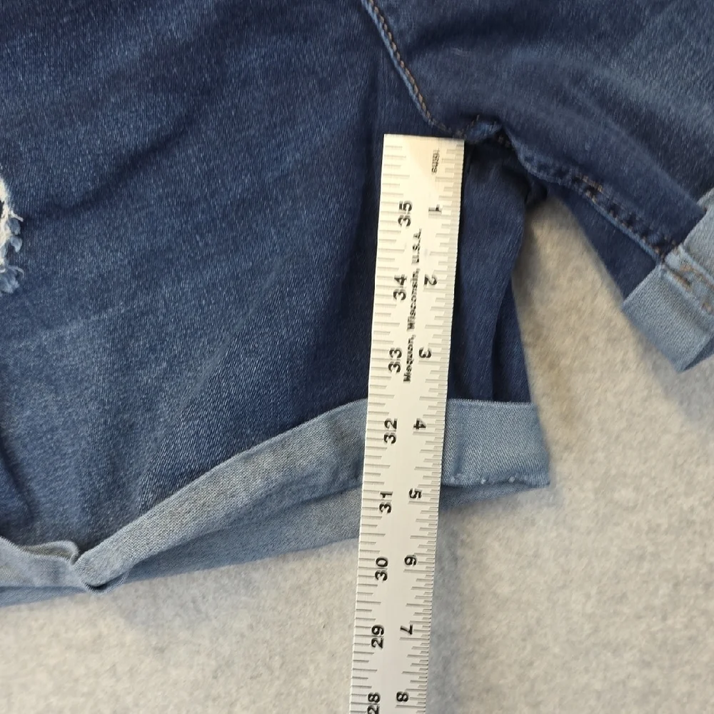 Justice Plus Size 24 Distressed Denim Shorts Button Fly Cuffed Hem